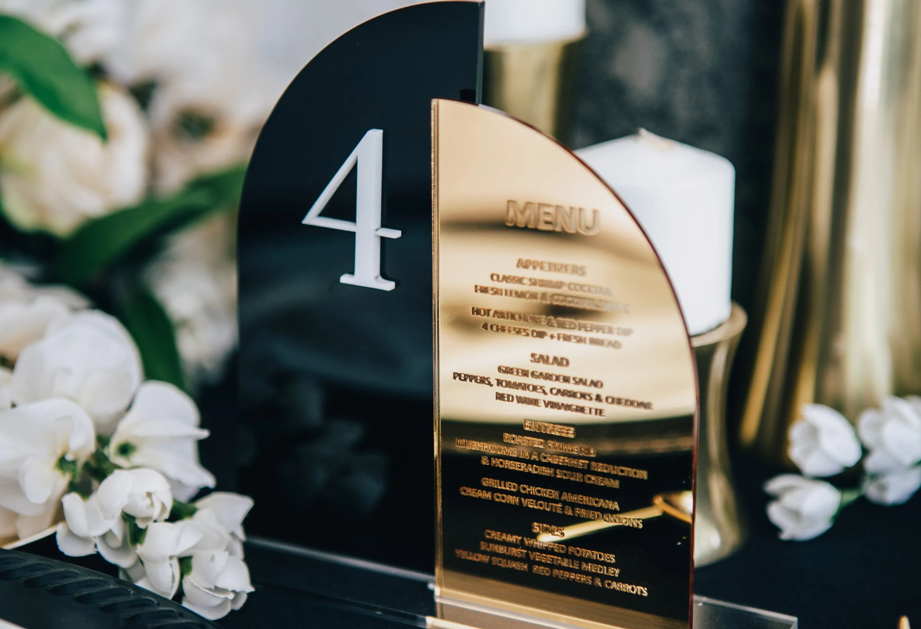 Wedding Menu Table Numbers