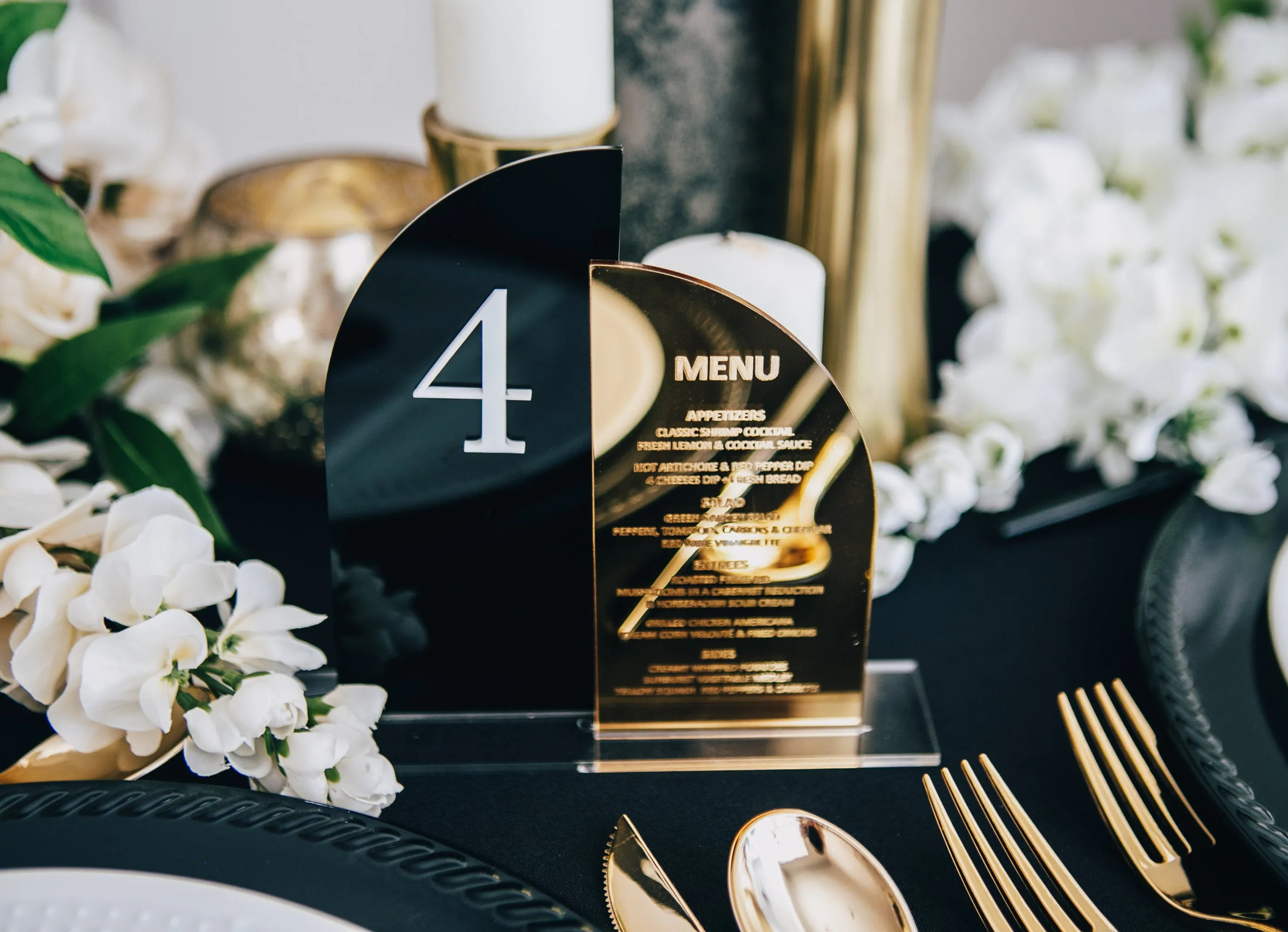 Wedding Menu Table Numbers