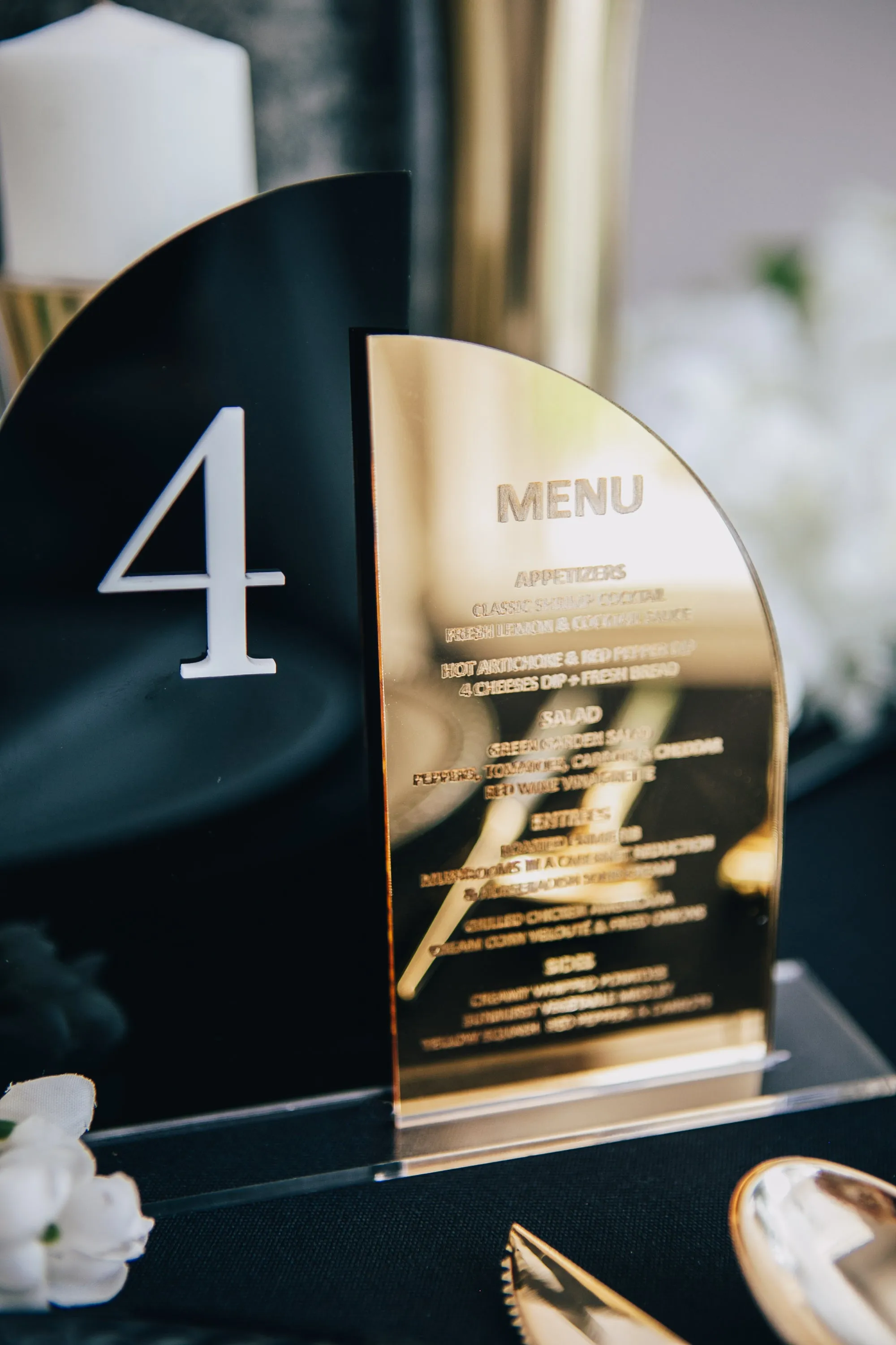 Wedding Menu Table Numbers