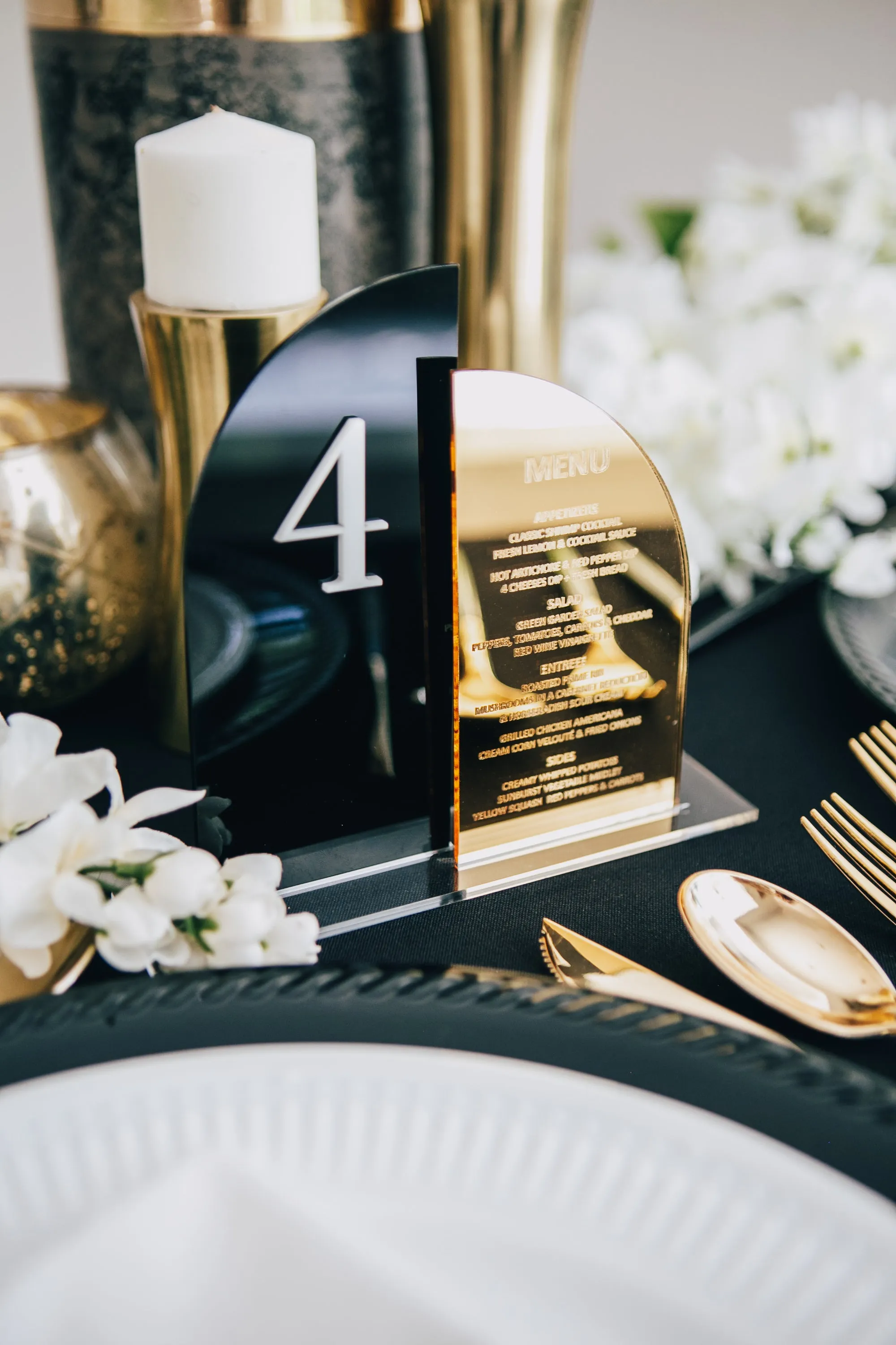 Wedding Menu Table Numbers
