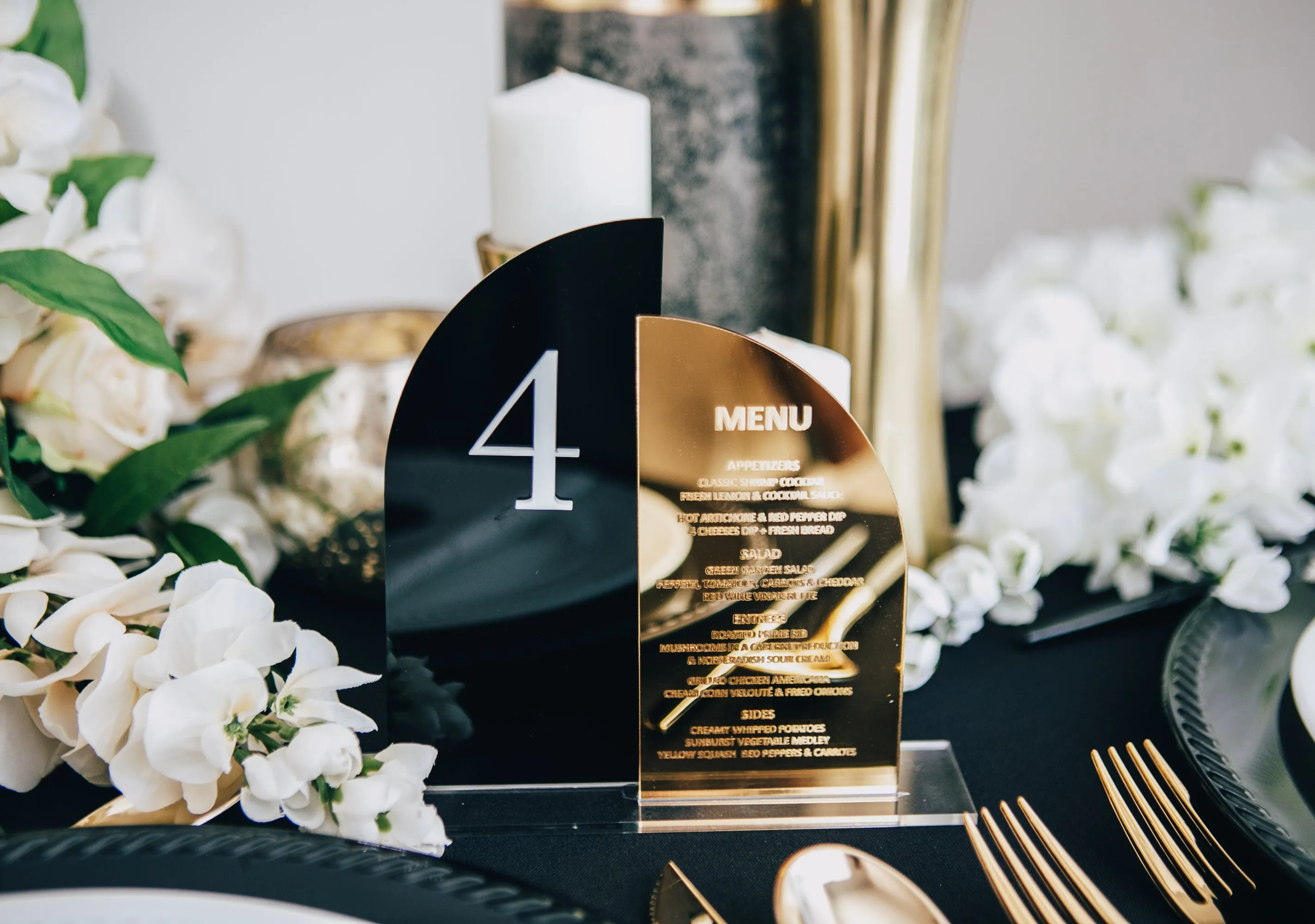 Wedding Menu Table Numbers