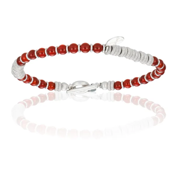 White Gold and Red Bracelets Gift Idea for Her