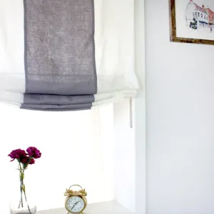 White Light Grey 2 Color Combo Linen Relaxed Roman Shade
