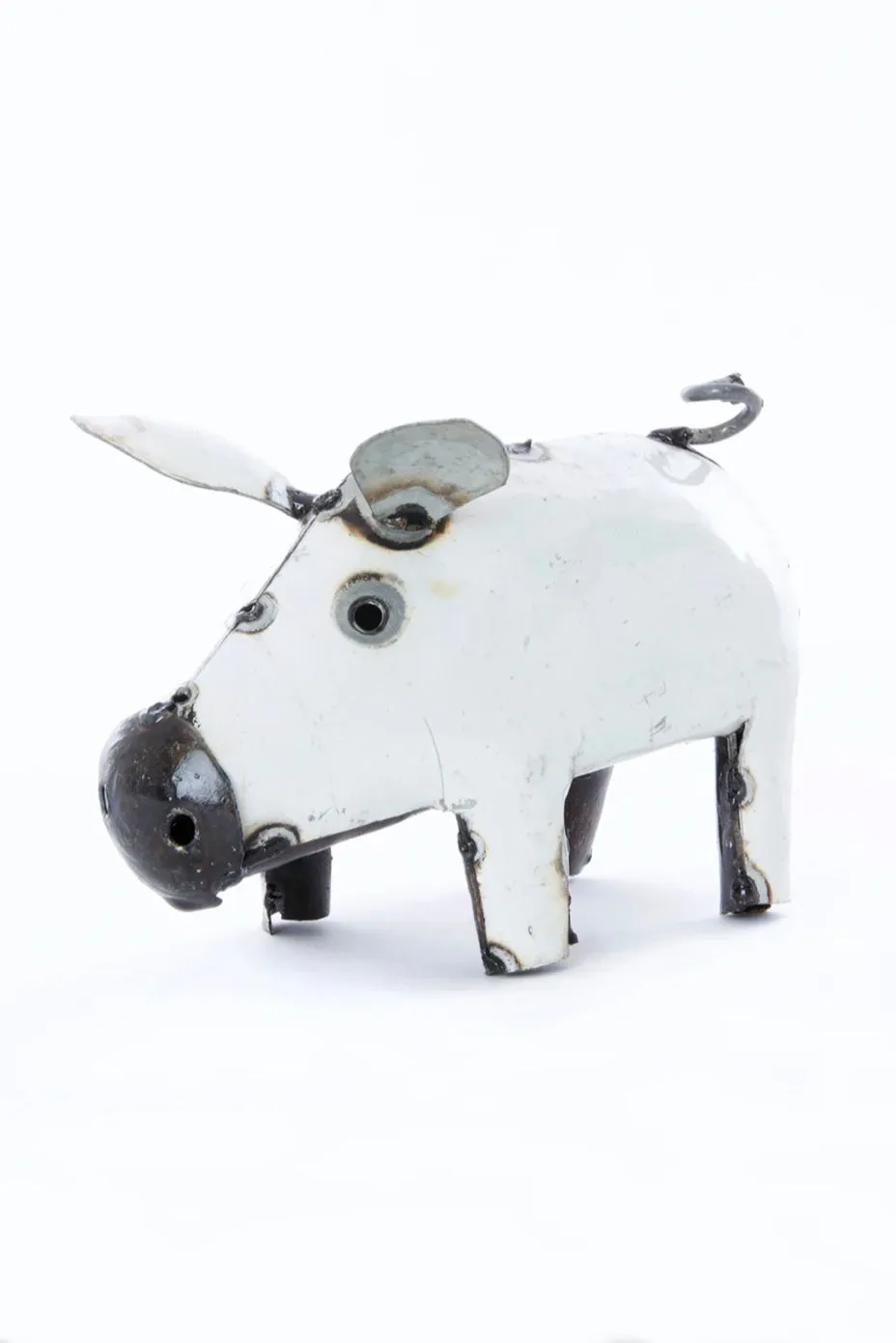 White Piggy of Upcycled Metal