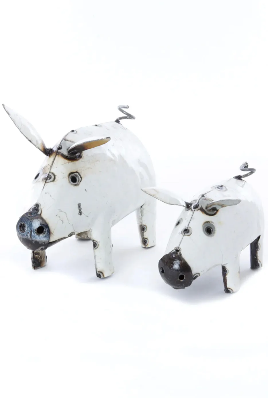 White Piggy of Upcycled Metal
