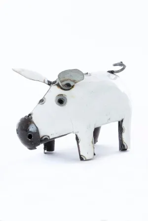 White Piggy of Upcycled Metal