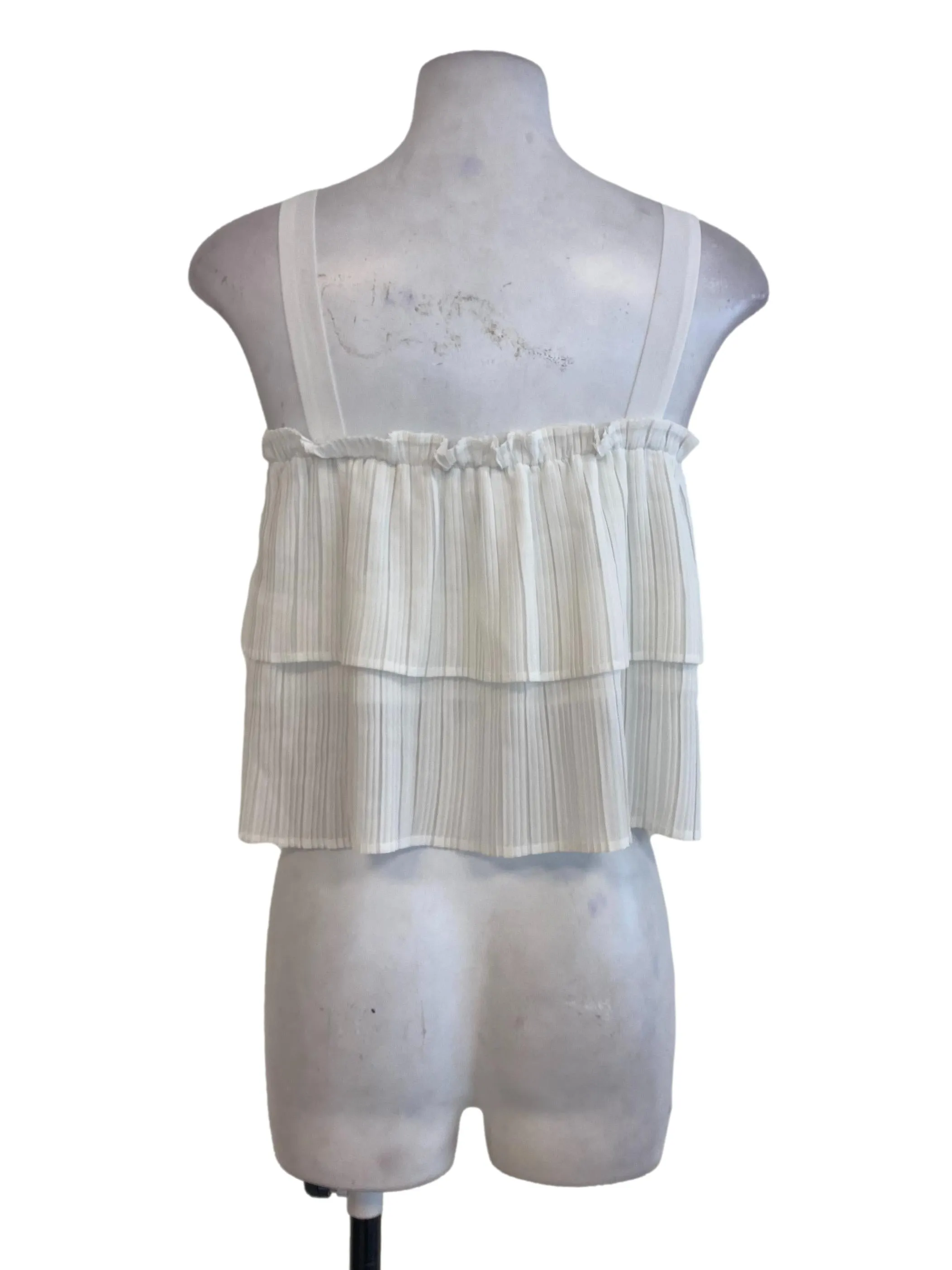 White Pleated Layered Top