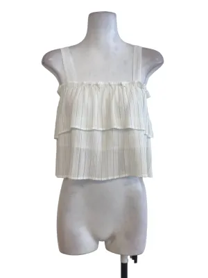 White Pleated Layered Top