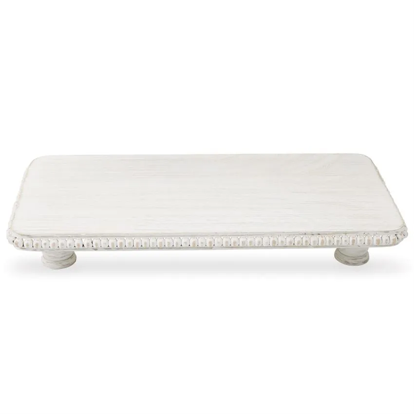 White-Washed Beaded Serving Board Set