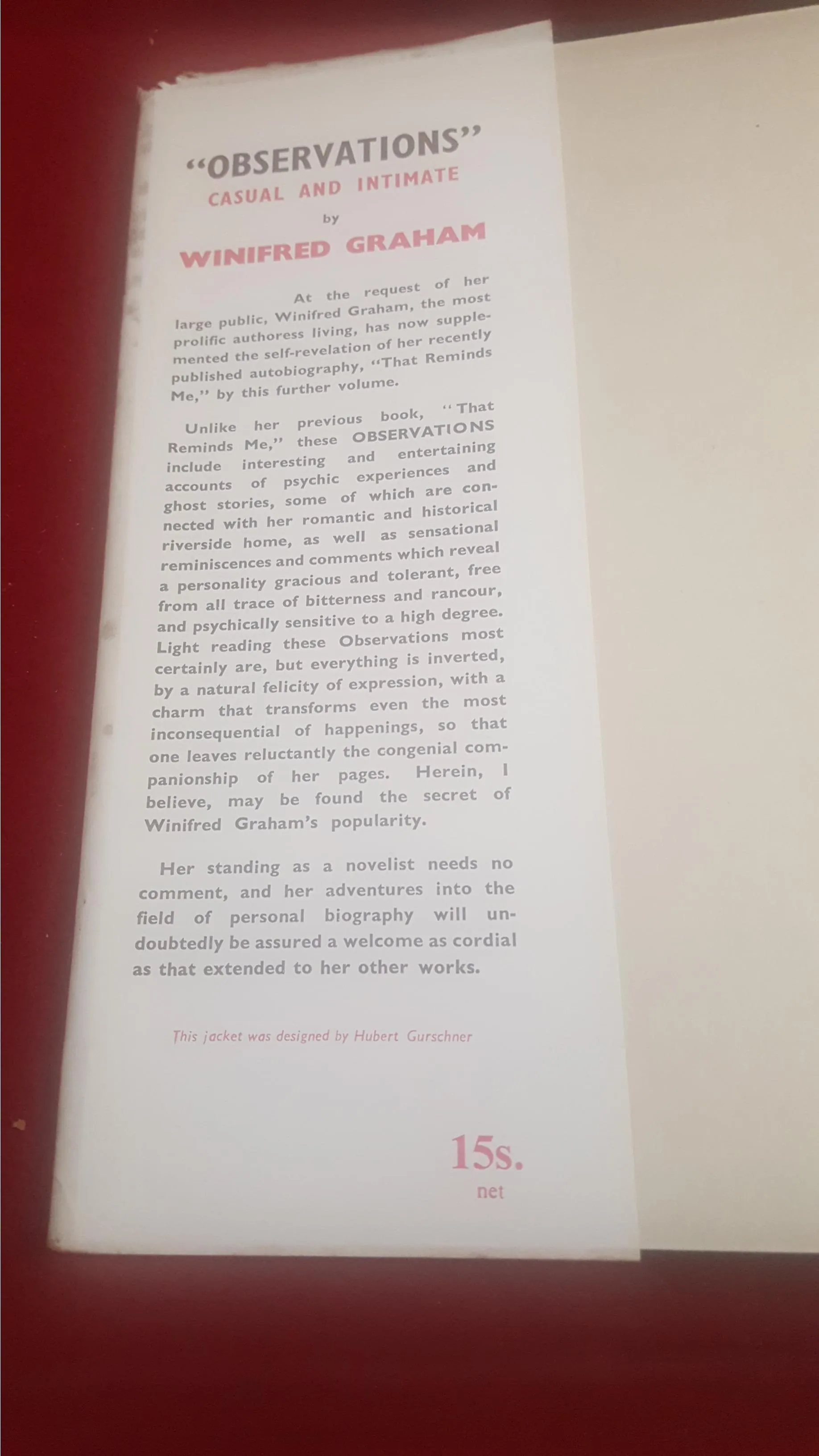 Winifred Graham - Observations Casual & Intimate, Skeffington & Son