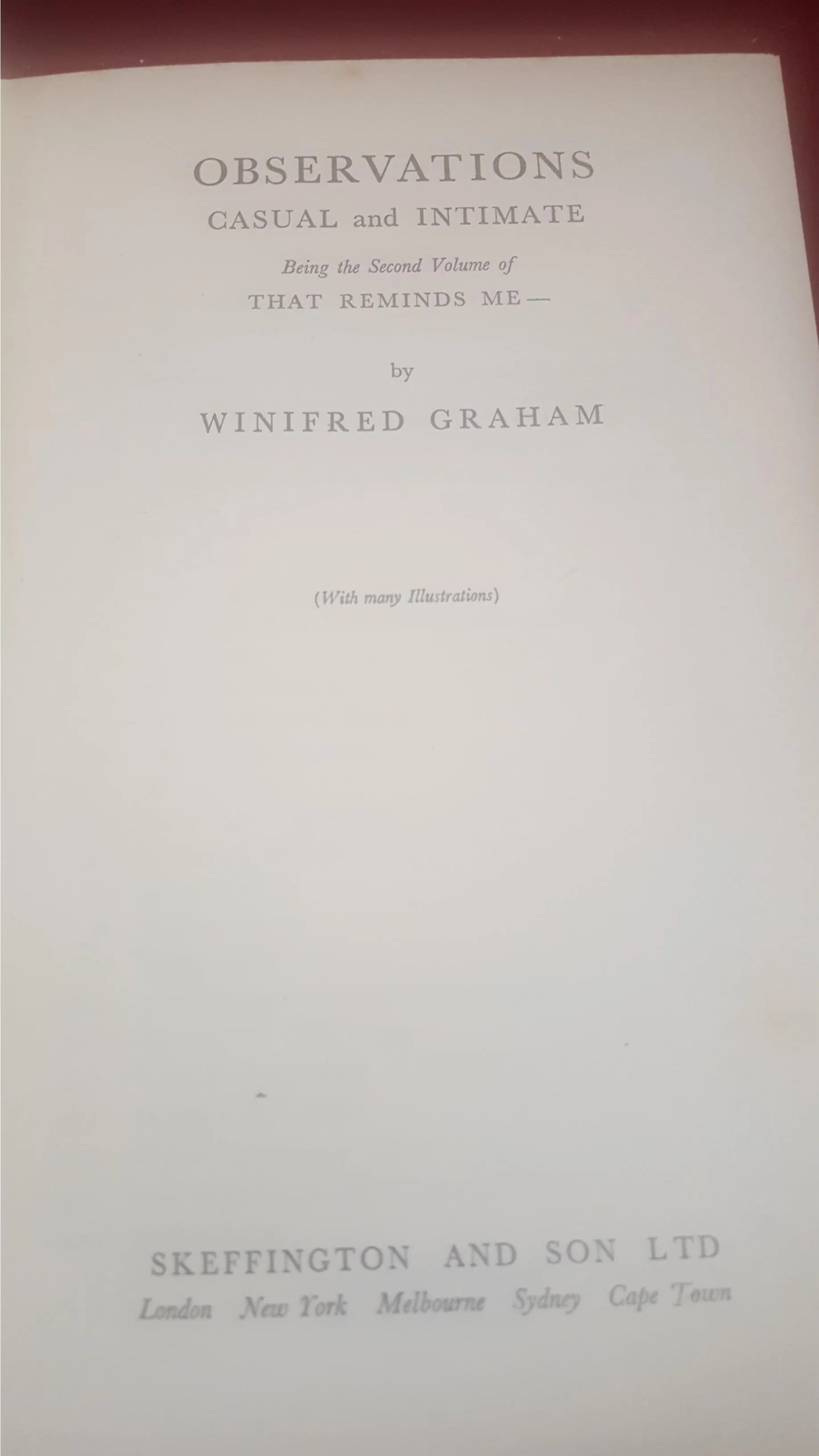 Winifred Graham - Observations Casual & Intimate, Skeffington & Son
