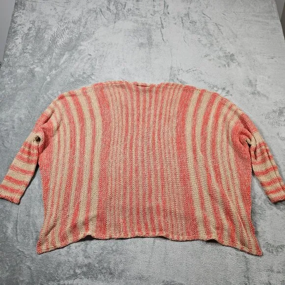 Wooden Ships Sweater Womens S / M Beachcomber Coral Tan Stripe Oversize Boxy Top