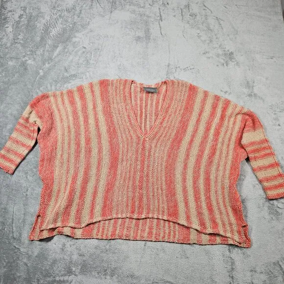 Wooden Ships Sweater Womens S / M Beachcomber Coral Tan Stripe Oversize Boxy Top