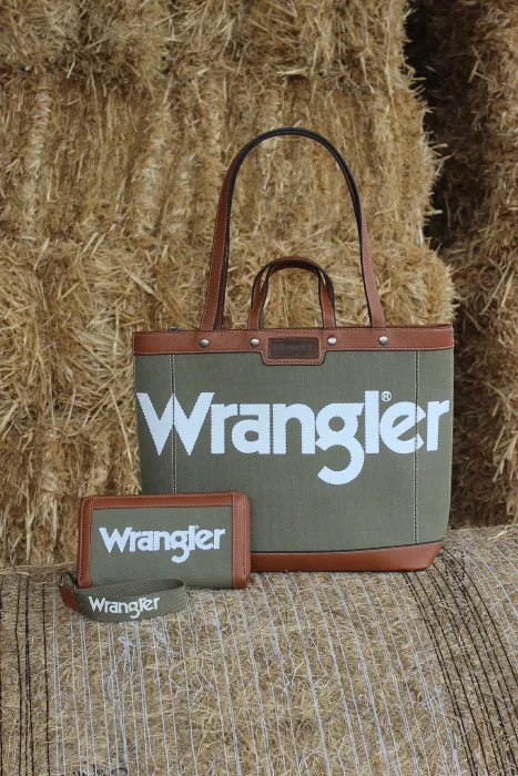 WRANGLER CANVAS ICONIC LOGO TOTE - KHAKI