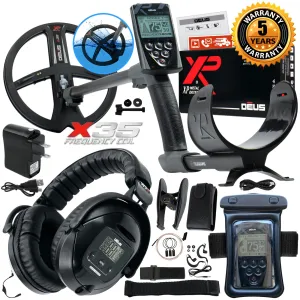 XP Deus Detector w/ Full Sized Headphone, Remote, 9” X35 Coil & Waterproof Kit