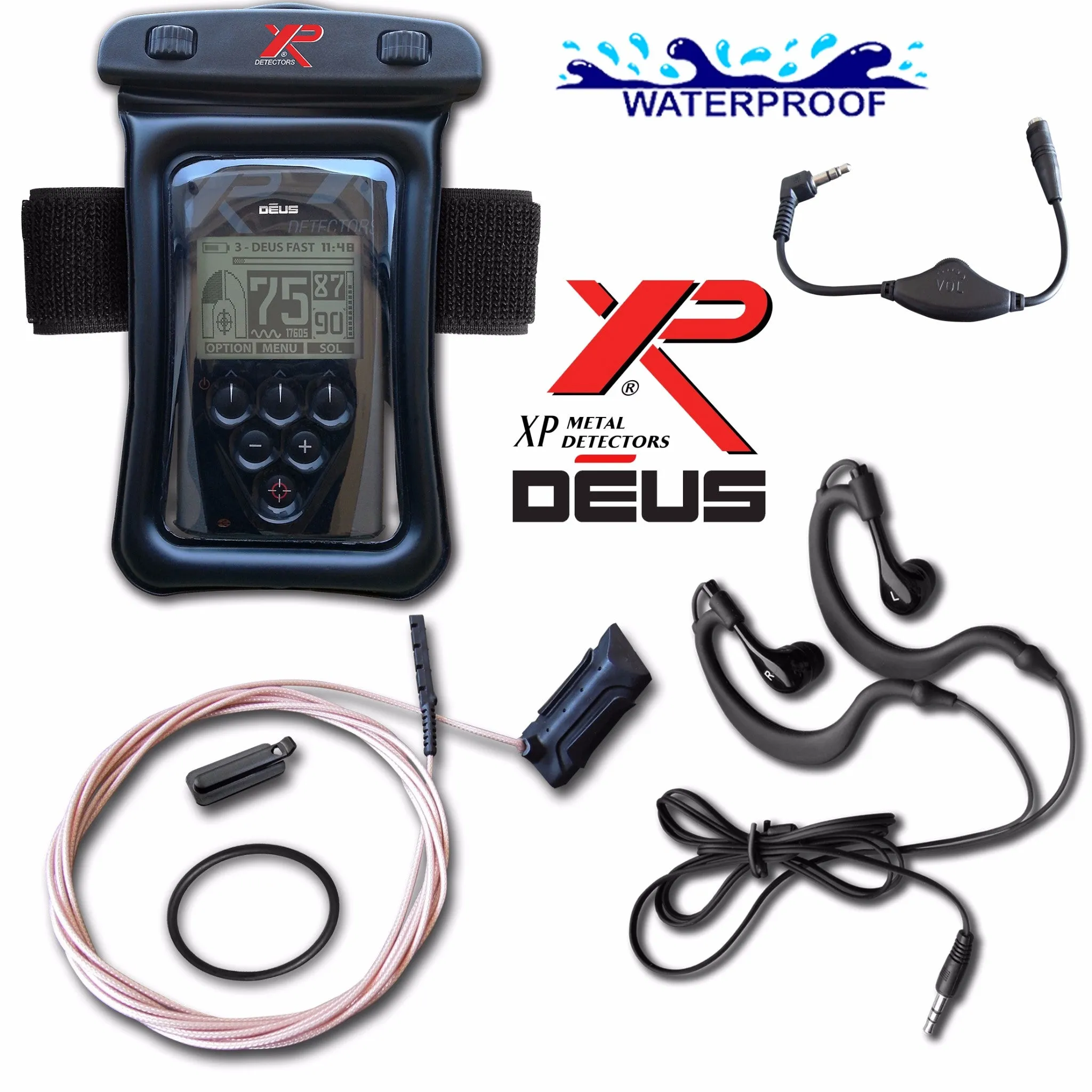 XP Deus Metal Detector w/ MI-4 Pinpointer, Headphone, Remote, X35 Coil & more