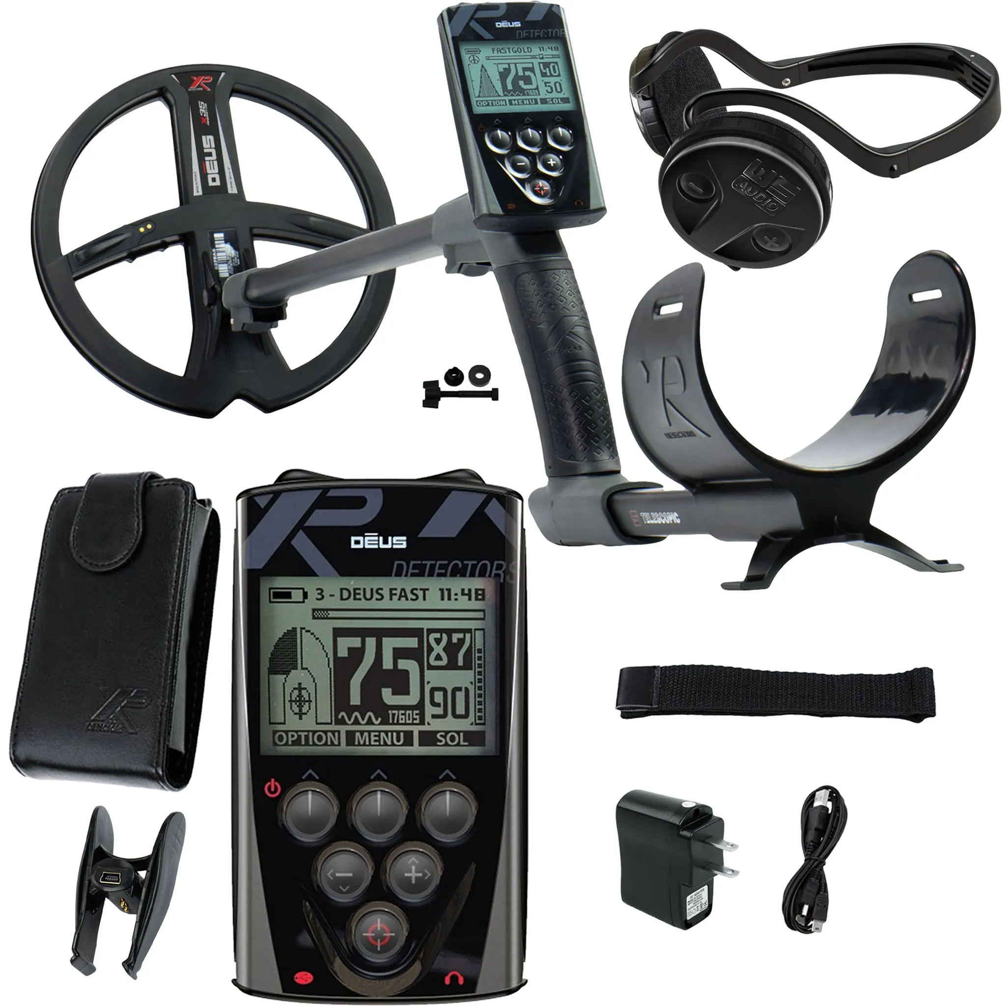 XP Deus Metal Detector with Remote, 9” X35 Coil, and WSAUDIO Headphones