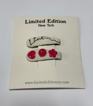 Yarn Stitched Designed 2 Pack Clip Cream