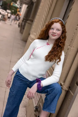 Yarn Stitched Designed Headband-Navy