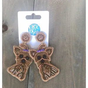 Yorkshire Terrier Yorkie Dog Seed Beaded Earrings