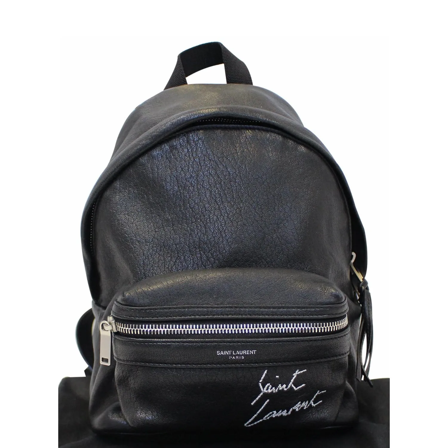 YVES SAINT LAURENT Toy City Embroidered Leather Backpack Bag Black