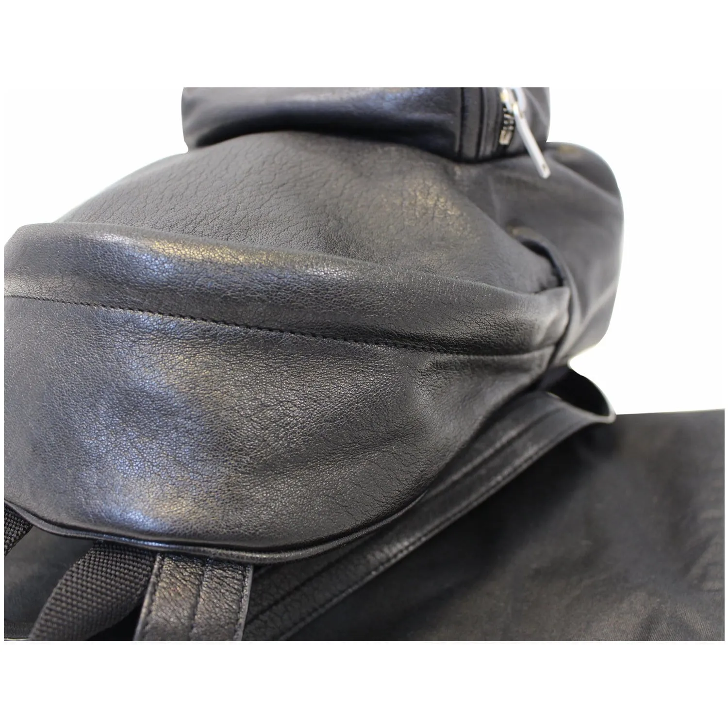 YVES SAINT LAURENT Toy City Embroidered Leather Backpack Bag Black