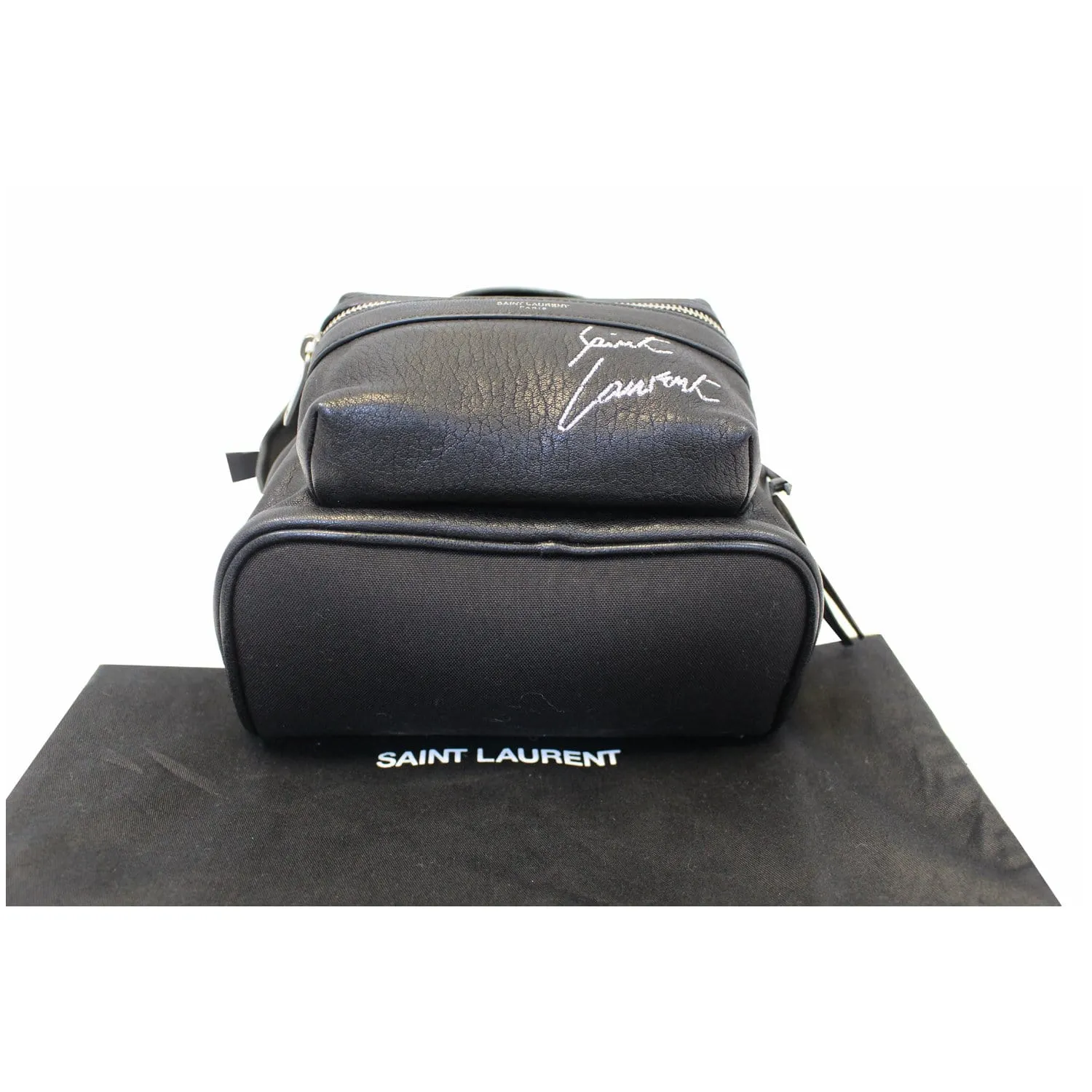 YVES SAINT LAURENT Toy City Embroidered Leather Backpack Bag Black