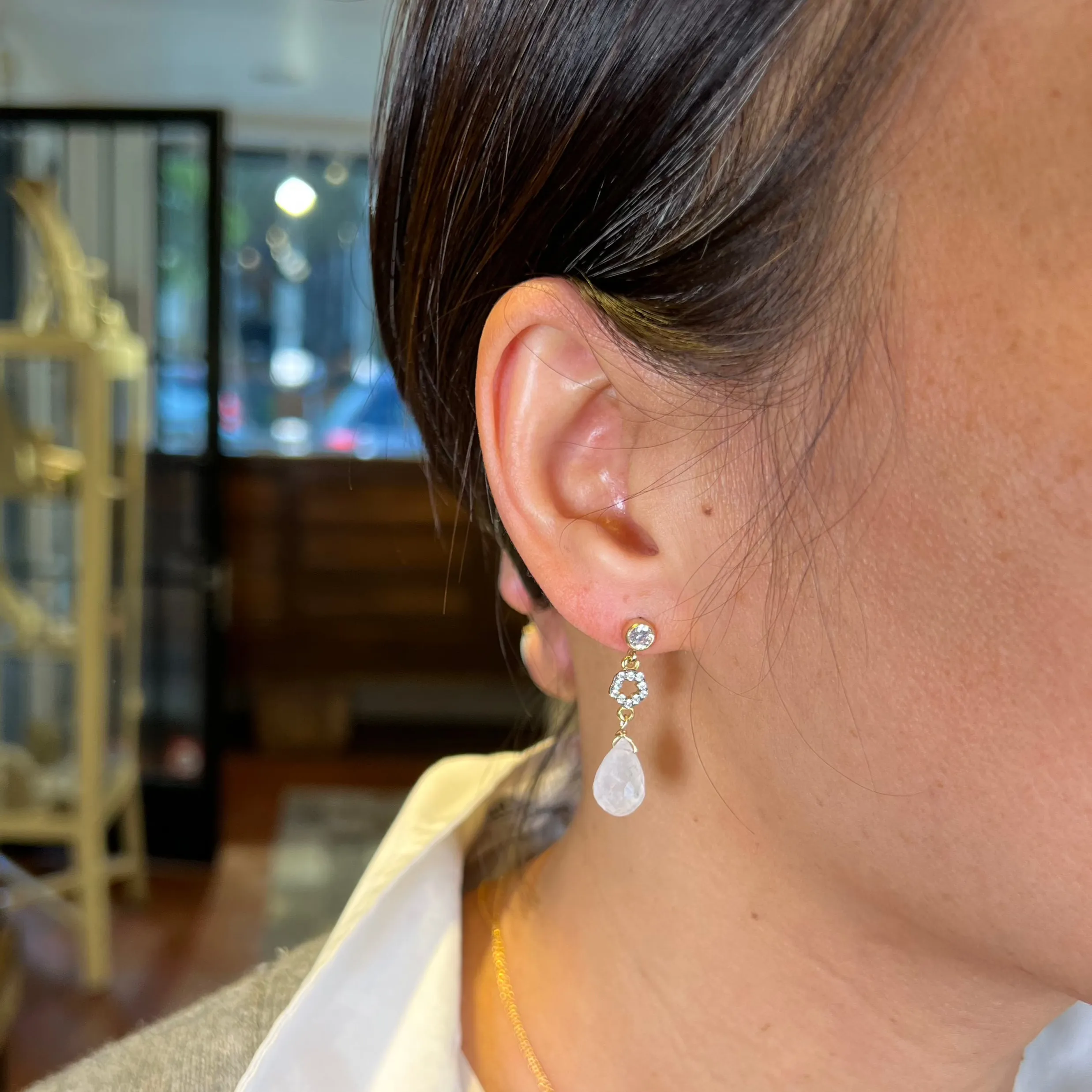 Zircon Floral Gem Drop Earrings
