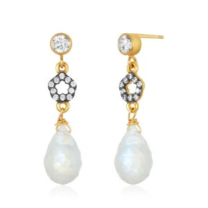 Zircon Floral Gem Drop Earrings