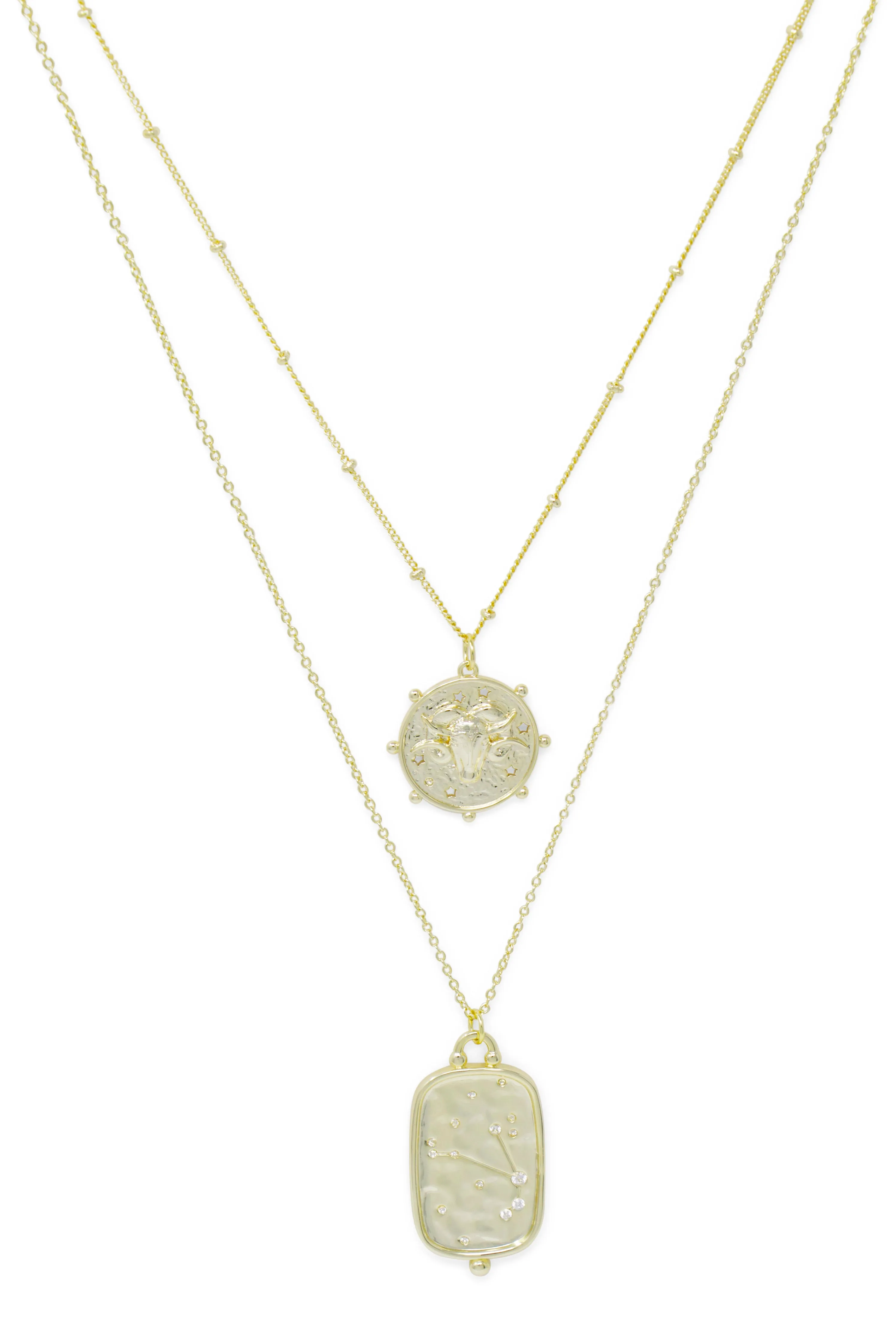 Zodiac Layered Necklace, Aries