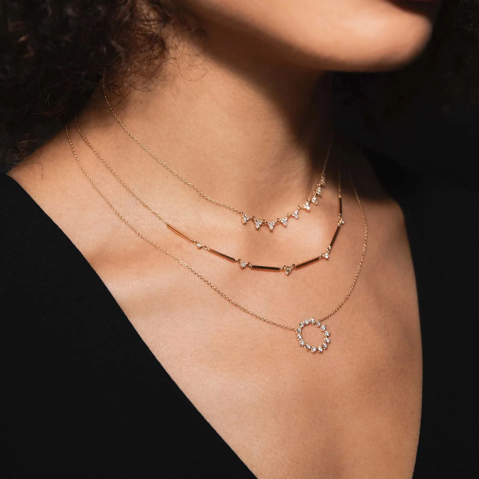 Zoe Chicco 9 Linked Diamond Trio Necklace